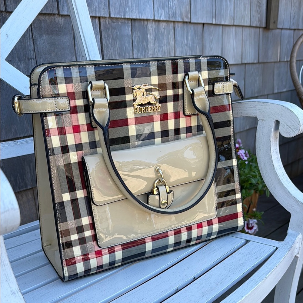 Burberry Beige and Black Plaid Women's Bag